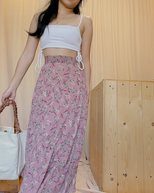 59. mauve pink colored skirt with floral prints A29