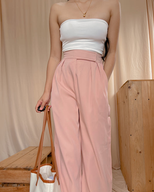 A4 BRANDNEW light pink wide leg trousers with velcro straps