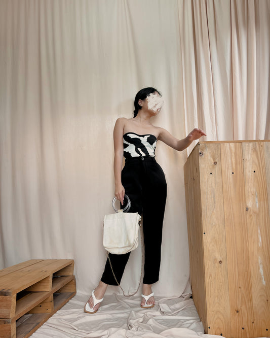 black high quality ankle length trousers B12