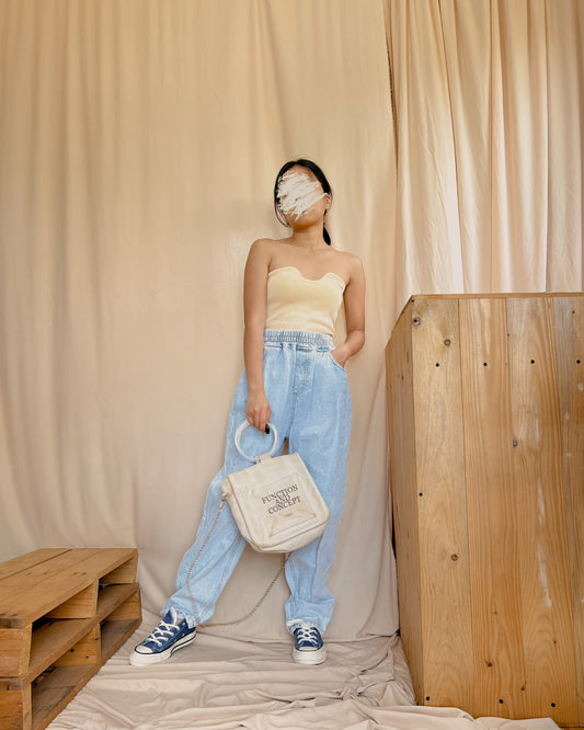 denim garterized pants N6