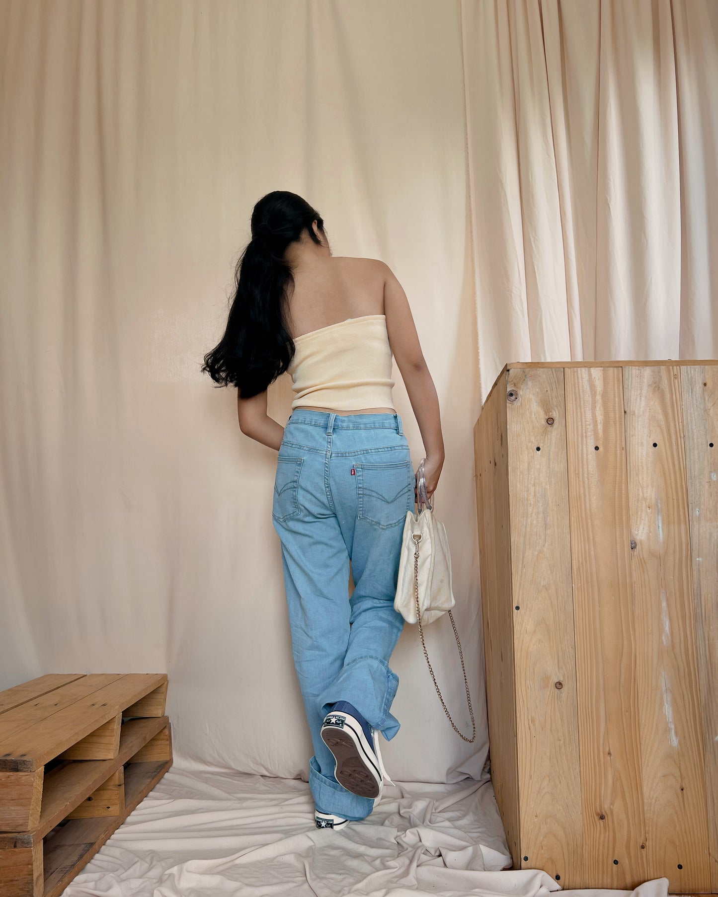 denim low waist vintage style pants N1