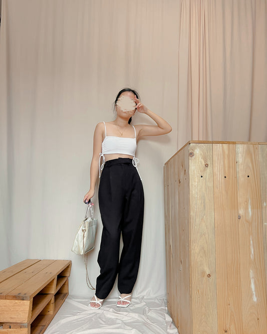 Black overlap straight cut trousers x7