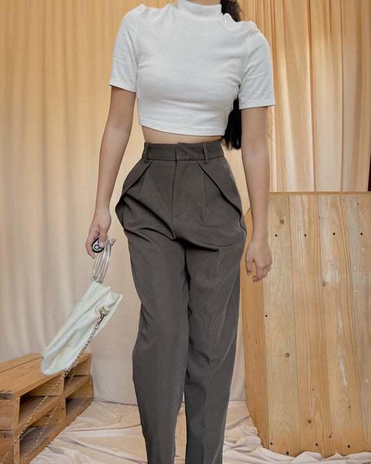 brownish black ankle length trousers T24