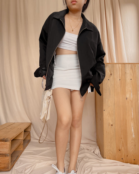 black soft fabric high quality zip up jacket