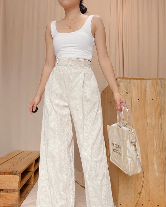 GU cream corduroy pants M8