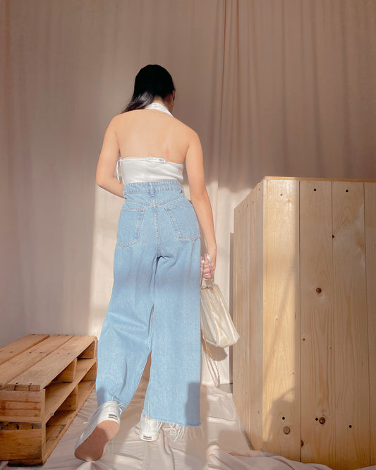 Zara denim wide leg pants v5