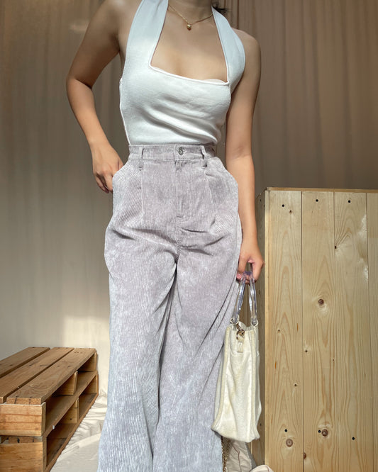Soft corduroy gray wide leg pants p27