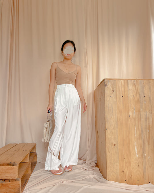white wide leg trousers T5