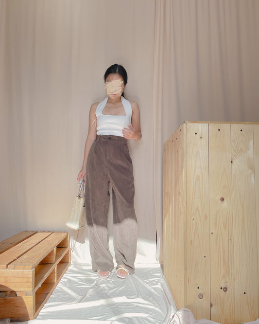 Brown wide leg corduroy pants p33