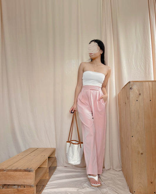 A4 BRANDNEW light pink wide leg trousers with velcro straps