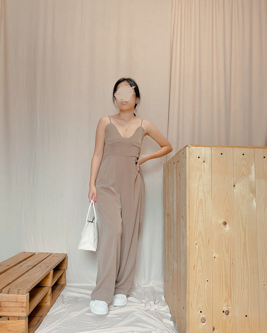 brown romper pants