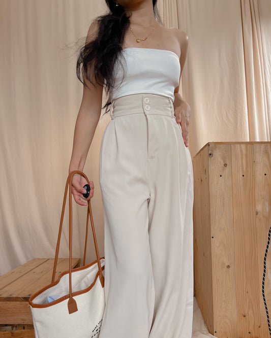 BRAND NEW cream double buttoned wide leg trousers A12