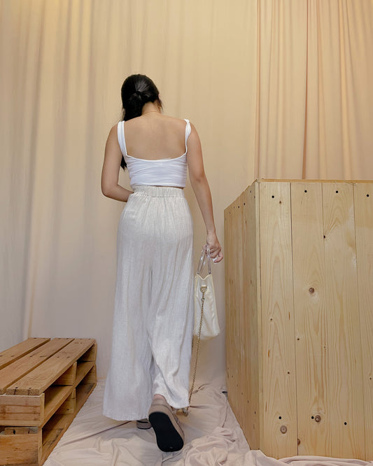 Oat linen pleated ankle length pants (po4, po7, po9)
