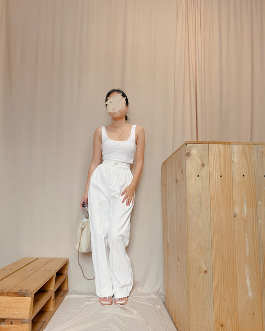 White Soft Corduroy  pants M13