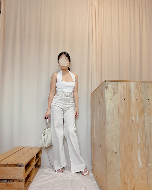 Zara soft denim wide leg pants Q9