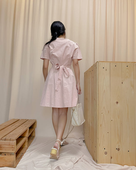 Light pink button down mini dress