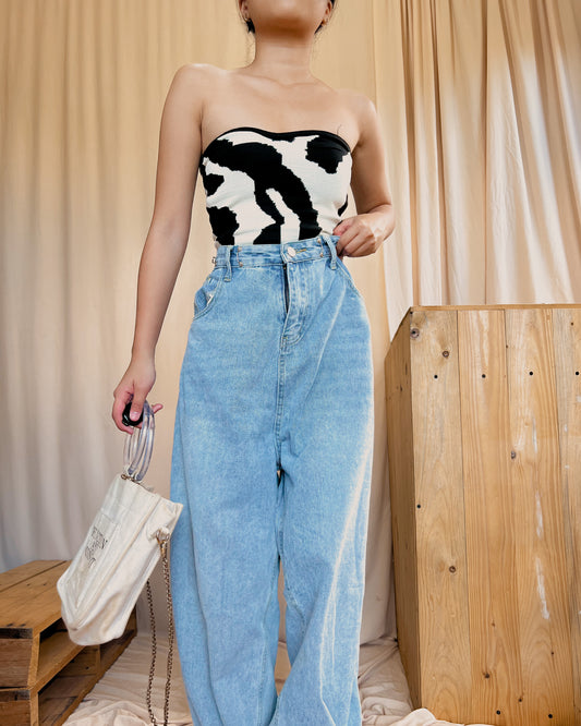 denim wide leg pants R5