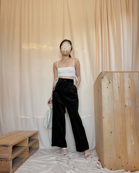 GU black corduroy pants