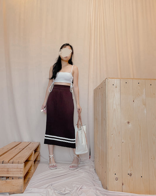 34. dark brown ribbed knit midi skirt A19